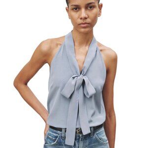 Nili Lotan Zelie Halterneck Top in Blue Size 8